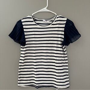 Striped Top with Sheer Sleeves